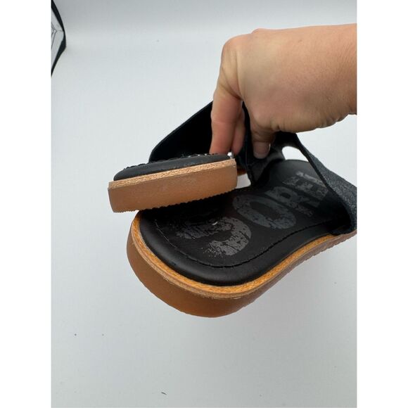 Sorel Womens Black Metallic Suede Ella Block Slide Flat Sandals Size 10.5 - Picture 4 of 8